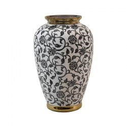 ΚΕΡΑΜΙΚΟ ΒΑΖΟ Fylliana FL22908 ΜΑΥΡΟ-ΛΕΥΚΟ-ΧΡΥΣΟ ΧΡΩΜΑ 19x30εκ