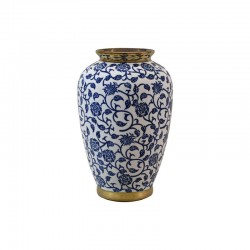 ΚΕΡΑΜΙΚΟ ΒΑΖΟ Fylliana FL22908 ΜΠΛΕ-ΛΕΥΚΟ-ΧΡΥΣΟ ΧΡΩΜΑ 19x30εκ