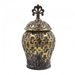 ΚΕΡΑΜΙΚΟ ΒΑΖΟ Fylliana FL2331 ΜΑΥΡΟ-ΧΡΥΣΟ ΧΡΩΜΑ 16x16x32εκ