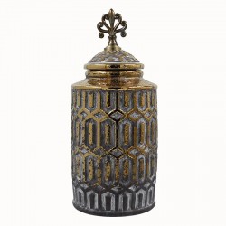 ΚΕΡΑΜΙΚΟ ΒΑΖΟ Fylliana FL2333 ΜΑΥΡΟ-ΧΡΥΣΟ ΧΡΩΜΑ 17x40xεκ