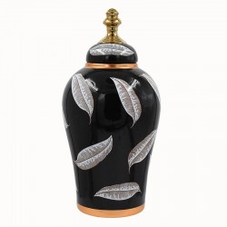 ΚΕΡΑΜΙΚΟ ΒΑΖΟ Fylliana FL7010 ΜΑΥΡΟ-ΛΕΥΚΟ-ΧΡΥΣΟ ΧΡΩΜΑ 16x31εκ