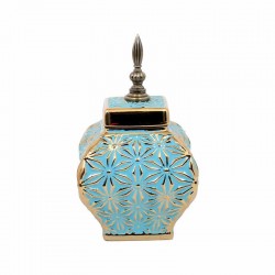 ΚΕΡΑΜΙΚΟ ΒΑΖΟ Fylliana ΣΙΕΛ-ΧΡΥΣΟ 15x15x26εκ