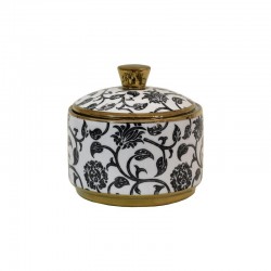 ΚΕΡΑΜΙΚΟ ΔΟΧΕΙΟ ΜΕ ΚΑΠΑΚΙ Fylliana FL22960 ΜΑΥΡΟ-ΛΕΥΚΟ-ΧΡΥΣΟ ΧΡΩΜΑ 13x13εκ