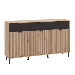 ΚΟΜΟΤΑ-ΜΠΟΥΦΕΣ MAYENNE 3K3F ARTISAN OAK-ΜΑΥΡΟ MAT 157x40x93εκ