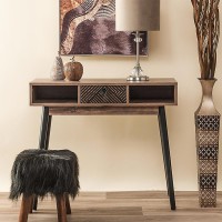 ΚΟΝΣΟΛΑ Fylliana "Home" ΜΑΥΡΟ ΜΕ GREY OAK 90x35x75εκ