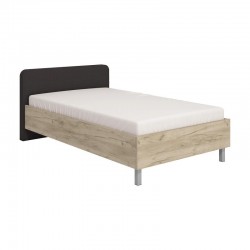 ΚΡΕΒΑΤΙ BARLETTA 120 GREY OAK ΜΕ ΓΚΡΙ ΥΦΑΣΜΑ ΚΑΙ CHROME ΠΟΔΙΑ 131x213,5x85,5εκ (120x200)
