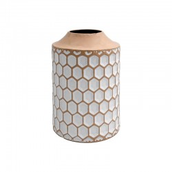 ΜΕΤΑΛΛΙΚΟ ΕΠΙΤΡΑΠΕΖΙΟ ΔΙΑΚΟΣΜΗΤΙΚΟ ΒΑΖΟ Fylliana FL363 ΜΠΕΖ-ΛΕΥΚΟ ΧΡΩΜΑ 20x30εκ