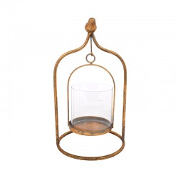 ΜΕΤΑΛΛΙΚΟ ΦΑΝΑΡΙ ΜΕ ΓΥΑΛΙ Fylliana "BIRD" 31x17x11εκ