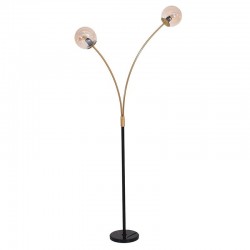 ΜΕΤΑΛΛΙΚΟ ΦΩΤΙΣΤΙΚΟ ΔΑΠΕΔΟΥ 2 ΛΑΜΠΕΣ Fylliana FL4028 AMBER ΓΥΑΛΙΝΟ ΚΑΠΕΛΟ ΜΕ ΧΡΥΣΟ-ΜΑΥΡΟ ΒΑΣΗ 166εκ E27