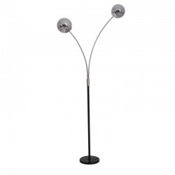 ΜΕΤΑΛΛΙΚΟ ΦΩΤΙΣΤΙΚΟ ΔΑΠΕΔΟΥ 2 ΛΑΜΠΕΣ Fylliana FL4028A ΓΚΡΙ ΓΥΑΛΙΝΟ ΚΑΠΕΛΟ ΜΕ ΑΣΗΜΙ-ΜΑΥΡΗ ΒΑΣΗ 166εκ E27