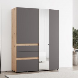 ΝΤΟΥΛΑΠΑ ARDERIN 4K3F1O h207 ARTISAN OAK-ΓΚΡΙ ΓΡΑΦΙΤΗΣ 155x52x208εκ