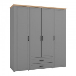 ΝΤΟΥΛΑΠΑ VALENCIA 4K2F ΓΚΡΙ-ARTISAN OAK-ΓΚΡΙ ΜΑΤ 190x58x210εκ