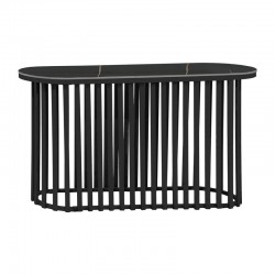 ΟΒΑΛ ΚΟΝΣΟΛΑ Fylliana FL18 ΜΕ ΚΕΡΑΜΙΚΗ ΕΠΙΦΑΝΕΙΑ ΚΑΙ ΜΕΤΑΛΛΙΚΗ ΒΑΣΗ ΣΕ ΜΑΥΡΟ ΜΑΤ ΧΡΩΜΑ 140x45x78εκ