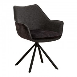 ΠΕΡΙΣΤΡΕΦΟΜΕΝΗ ΚΑΡΕΚΛΑ Fylliana FL5064 ΜΕ ΜΕΤΑΛΛΙΚΑ ΠΟΔΙΑ ΚΑΙ ΓΚΡΙ ΧΡΩΜΑ ΥΦΑΣΜΑΤΟΣ 62x61,5x84εκ