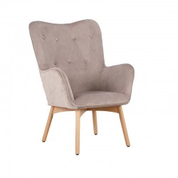 ΠΟΛΥΘΡΟΝΑ Fylliana FL8009 ΜΠΕΖ ΒΕΛΟΥΔΟ ΜΕ ΞΥΛΙΝΑ ΠΟΔΙΑ 67x72x97εκ