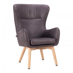 ΠΟΛΥΘΡΟΝΑ Fylliana Thetis ΓΚΡΙ ΤΕΧΝΟΔΕΡΜΑ ΜΕ ΞΥΛΙΝΑ ΠΟΔΙΑ 70x65x105εκ