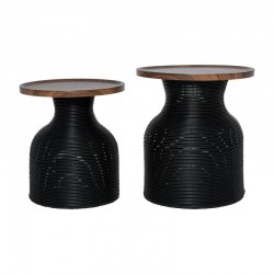 ΣΕΤ 2 ΤΡΑΠΕΖΑΚΙΑ FYLLIANA FL2452 ΚΑΦΕ-ΜΑΥΡΟ ΧΡΩΜΑ 40x40x47εκ & 45x45x51εκ