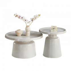 ΣΕΤ 2 ΤΡΑΠΕΖΑΚΙΑ ΣΑΛΟΝΙΟΥ Fylliana FL830 ΜΠΕΖ ΧΡΩΜΑ 50x47εκ & 70x39εκ