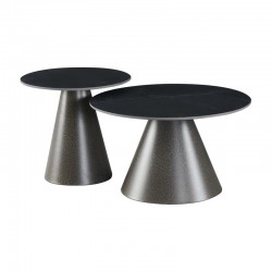 ΣΕΤ 2 ΤΡΑΠΕΖΑΚΙΑ ΣΑΛΟΝΙΟΥ Fylliana FL848 ME ΜΑΥΡΗ ΚΕΡΑΜΙΚΗ ΕΠΙΦΑΝΕΙΑ 70x42εκ & 50x50εκ