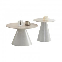 ΣΕΤ 2 ΤΡΑΠΕΖΑΚΙΑ ΣΑΛΟΝΙΟΥ Fylliana FL848 ME ΜΠΕΖ ΚΕΡΑΜΙΚΗ ΕΠΙΦΑΝΕΙΑ 70x42εκ & 50x50εκ