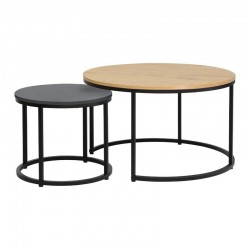 ΣΕΤ 2 ΤΡΑΠΕΖΑΚΙΑ ΣΑΛΟΝΙΟΥ Fylliana Fonzy SONOMA-ΜΑΥΡΟ ΧΡΩΜΑ 75x75x48εκ