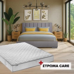 ΣΕΤ ΔΙΠΛΟ ΚΡΕΒΑΤΙ Udine ΑΝΘΡΑΚΙ ΧΡΩΜΑ 167x214x115εκ ΜΕ ΣΤΡΩΜΑ Care 160x200 U.d.n