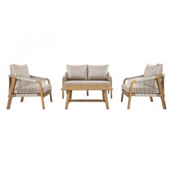 ΣΕΤ ΚΗΠΟΥ 4 ΤΕΜ ΞΥΛΟ ΑΚΑΚΙΑΣ Fylliana "Mariselle" ΦΥΣΙΚΟ ΧΡΩΜΑ ΣΚΕΛΕΤΟΣ ΜΠΕΖ-ΓΚΡΙ ΥΦΑΣΜΑ