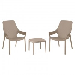 ΣΕΤ 2 ΚΑΡΕΚΛΕΣ ΚΗΠΟΥ ΚΑΙ ΤΡΑΠΕΖΑΚΙ Fylliana “Selavia” ΜΕ UV ΠΡΟΣΤΑΣΙΑ TAUPE ΧΡΩΜΑ