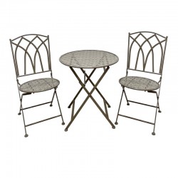 ΣΕΤ ΜΕΤΑΛΛΙΚΟ ΤΡΑΠΕΖΙ ΚΗΠΟΥ Fylliana ΜΕ 2 ΚΑΡΕΚΛΕΣ Gordon ΓΚΡΙ ΧΡΩΜΑ