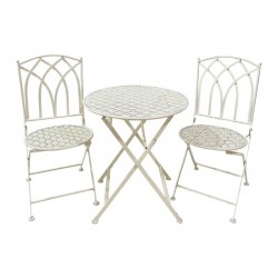 ΣΕΤ ΜΕΤΑΛΛΙΚΟ ΤΡΑΠΕΖΙ ΚΗΠΟΥ Fylliana ΜΕ 2 ΚΑΡΕΚΛΕΣ Gordon ΜΠΕΖ ΧΡΩΜΑ