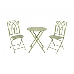 ΣΕΤ ΜΕΤΑΛΛΙΚΟ ΤΡΑΠΕΖΙ ΚΗΠΟΥ Fylliana ΜΕ 2 ΚΑΡΕΚΛΕΣ Gordon ΠΡΑΣΙΝΟ ΧΡΩΜΑ