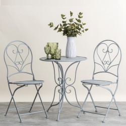 ΣΕΤ ΜΕΤΑΛΛΙΚΟ ΤΡΑΠΕΖΙ ΚΗΠΟΥ Fylliana ΜΕ 2 ΚΑΡΕΚΛΕΣ Byron ΓΚΡΙ 60x70εκ