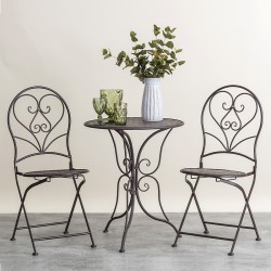 ΣΕΤ ΜΕΤΑΛΛΙΚΟ ΤΡΑΠΕΖΙ ΚΗΠΟΥ Fylliana ΜΕ 2 ΚΑΡΕΚΛΕΣ Byron ΚΑΦΕ 60x70εκ