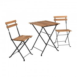 ΣΕΤ ΜΕΤΑΛΛΙΚΟ ΤΡΑΠΕΖΙ ΚΗΠΟΥ ΜΕ 2 ΚΑΡΕΚΛΕΣ Fylliana Donta ΜΑΥΡΟ ΧΡΩΜΑ 54x55x71εκ