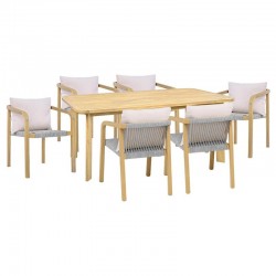 ΣΕΤ ΤΡΑΠΕΖΑΡΙΑ ΚΗΠΟΥ 7 ΤΕΜ ΞΥΛΟ ΑΚΑΚΙΑΣ Fylliana "Summerset" ΦΥΣΙΚΟ ΧΡΩΜΑ ΣΚΕΛΕΤΟΣ ΓΚΡΙ ΥΦΑΣΜΑ 180x100x75εκ