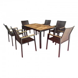 ΣΕΤ ΤΡΑΠΕΖΑΡΙΑ ΚΗΠΟΥ Fylliana "ACACIA PRESTIGE" 7 ΤΕΜ ΦΥΣΙΚΟ-ΚΑΦΕ-ΑΝΘΡΑΚΙ ΧΡΩΜΑ 150x90x75εκ