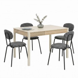 ΣΕΤ ΤΡΑΠΕΖΑΡΙΑΣ FL2408 SONOMA-CASHMERE (5) ΠΕΝΤΕ ΤΕΜΑΧΙΩΝ ΜΕ ΓΚΡΙ ΚΑΡΕΚΛΑ FL2311 d.n.s