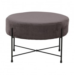 ΣΚΑΜΠΟ ΣΤΡΟΓΓΥΛΟ Fylliana FL102 ΓΚΡΙ ΒΕΛΟΥΔΟ ΜΕ ΜΕΤΑΛΛΙΚΑ ΠΟΔΙΑ 60x60x40εκ