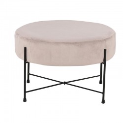 ΣΚΑΜΠΟ ΣΤΡΟΓΓΥΛΟ Fylliana FL102 ΜΠΕΖ ΒΕΛΟΥΔΟ ΜΕ ΜΕΤΑΛΛΙΚΑ ΠΟΔΙΑ 60x60x40εκ