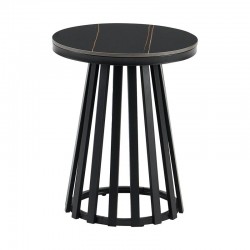 ΣΤΡΟΓΓΥΛΟ ΤΡΑΠΕΖΑΚΙ ΓΩΝΙΑΣ Fylliana FL032 ΜΕ ΚΕΡΑΜΙΚΗ ΕΠΙΦΑΝΕΙΑ ΚΑΙ ΜΕΤΑΛΛΙΚΗ ΒΑΣΗ ΣΕ ΜΑΥΡΟ ΜΑΤ ΧΡΩΜΑ 45x55εκ