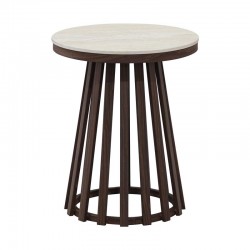 ΣΤΡΟΓΓΥΛΟ ΤΡΑΠΕΖΑΚΙ ΓΩΝΙΑΣ Fylliana FL032 ΜΕ ΜΠΕΖ ΚΕΡΑΜΙΚΗ ΕΠΙΦΑΝΕΙΑ ΚΑΙ ΜΕΤΑΛΛΙΚΗ ΒΑΣΗ ΣΕ ΚΑΦΕ ΧΡΩΜΑ 45x50εκ