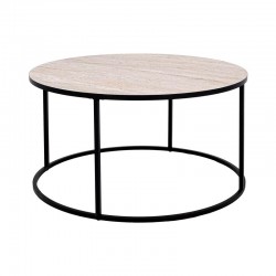 ΣΤΡΟΓΓΥΛΟ ΤΡΑΠΕΖΑΚΙ ΣΑΛΟΝΙΟΥ Fylliana FL49 ΜΠΕΖ ΜΕ ΜΕΤΑΛΛΙΚΗ ΜΑΥΡΗ ΒΑΣΗ 80x44εκ