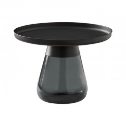 ΣΤΡΟΓΓΥΛΟ ΤΡΑΠΕΖΑΚΙ ΣΑΛΟΝΙΟΥ Fylliana FL829 ΜΕΤΑΛΛΙΚΟ ΜΕ ΓΥΑΛΙ ΜΑΥΡΟ-ΓΚΡΙ ΧΡΩΜΑ 60x42εκ