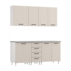 ΣΥΝΘΕΣΗ ΚΟΥΖΙΝΑΣ DRINA 180 ΛΕΥΚΟ-SAND HIGH GLOSS ΧΡΩΜΑ 180x60x213εκ