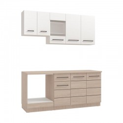ΣΥΝΘΕΣΗ ΚΟΥΖΙΝΑΣ SAVONA 180 GREY OAK/ΛΕΥΚΟ 180x57x200εκ