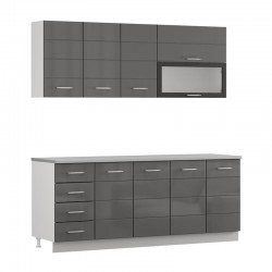 ΣΥΝΘΕΣΗ ΚΟΥΖΙΝΑΣ UNA 200 ΛΕΥΚΟ-ΓΚΡΙ HIGH GLOSS ΧΡΩΜΑ 200x60x213εκ