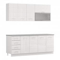 ΣΥΝΘΕΣΗ ΚΟΥΖΙΝΑΣ UNA 200 ΛΕΥΚΟ-ΛΕΥΚΟ HIGH GLOSS ΧΡΩΜΑ 200x60x213εκ
