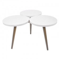 Τραπεζάκι σαλονιού Fylliana ATRIA 3/1 λευκό με φυσικά πόδια