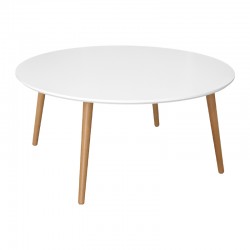 ΤΡΑΠΕΖΑΚΙ ΣΑΛΟΝΙΟΥ ΣΤΡΟΓΓΥΛΟ Fylliana F90 ΛΕΥΚΟ ΜΕ ΦΥΣΙΚΑ ΠΟΔΙΑ 90x90x45εκ