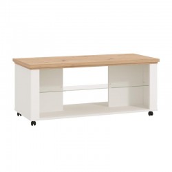 ΤΡΑΠΕΖΑΚΙ ΣΑΛΟΝΙΟΥ VALENCIA ΛΕΥΚΟ-ARTISAN OAΚ-ΛΕΥΚΟ ΜΑΤ 114,5x50,5x49εκ